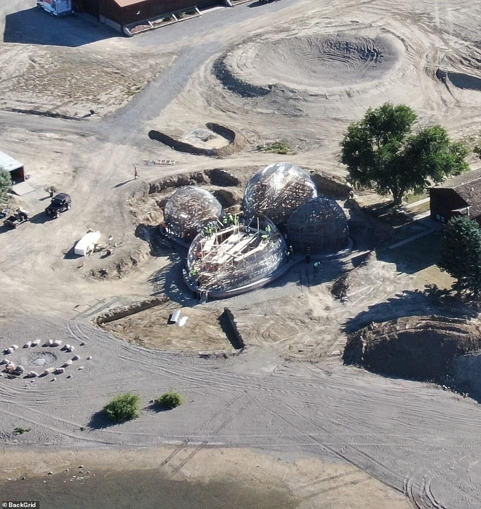 Aerial photos of the rapper's Wyoming ranch from July 2020 revealed he was once again building the mysterious domes on his 'Monster Lake' property