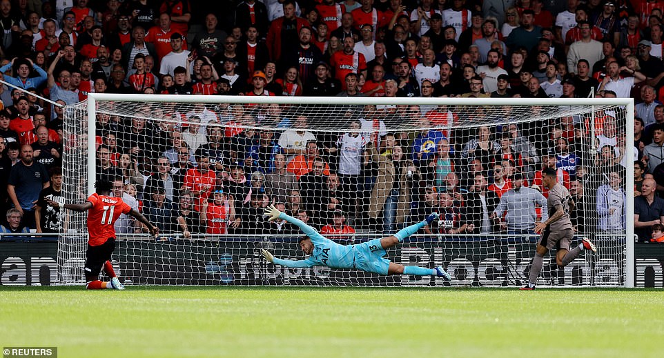 Elijah Adebayo missed a golden opportunity to give Luton the lead in the opening minutes of the second half at the back post.