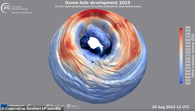 Comparison These images above capture what ozone looked like in August of this year