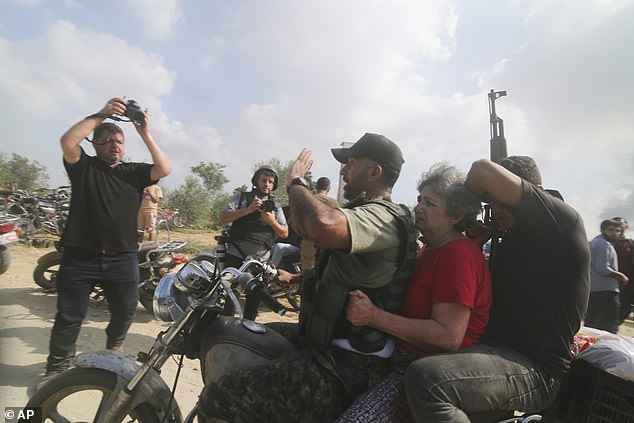 One grandmother was pinned between two members of Hamas on a motorcycle, one of whom was holding a sizable rifle