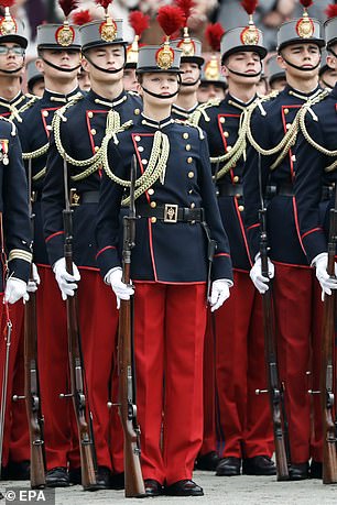 Leonor looked regal in military uniform as she stood in formation alongside her fellow cadets