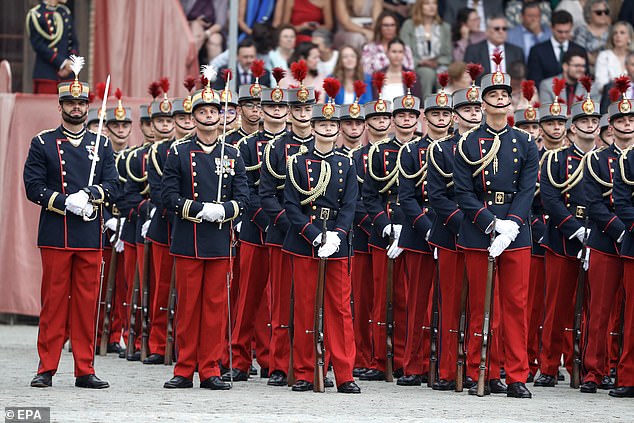 The ceremony at the Zaragoza Military Academy was presided over by her father King Felipe, 55, who was joined by Queen Letizia, 51.