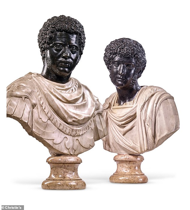 Two bronze marble busts of the emperors Marcus Aurelius and Lucius Verus that could sell for $400,000