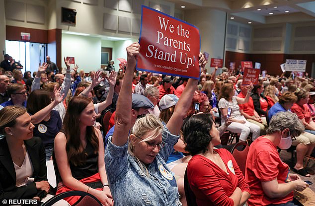 Parents and community members attend a Loudoun County School Board meeting that included a discussion about the academic doctrine known as Critical Race Theory