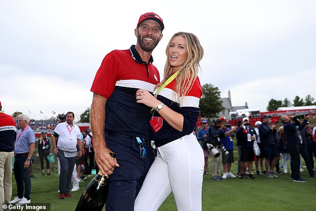 Gretzky pictured with Johnson when he played for the USA in the 2021 Ryder Cup