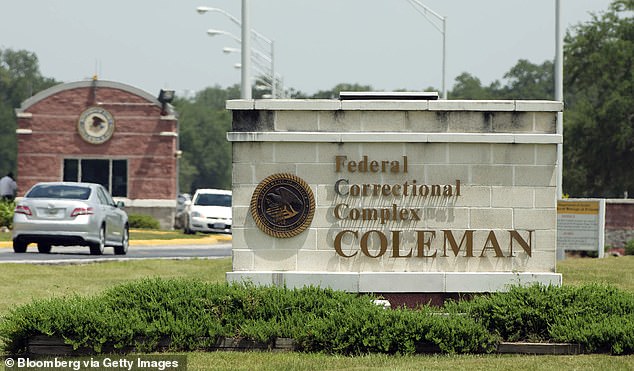 Guards at FCI Coleman Law (pictured) in Florida seized two phones after the blaring noise of the warning
