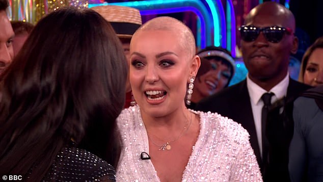 All smiles: In her first TV appearance since shaving her head, the professional dancer returned to Strictly Come Dancing to support her colleagues