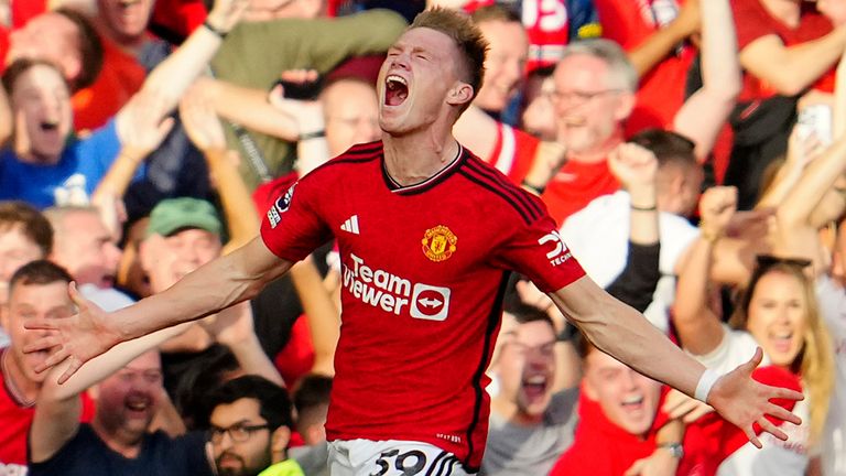 Manchester United's Scott McTominay celebrates his team's winner