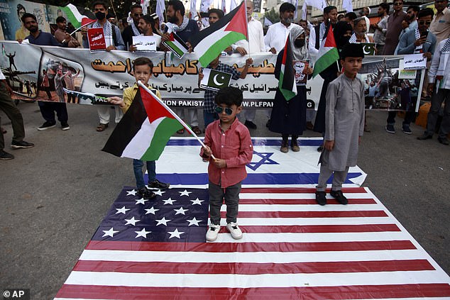 Young boys were seen in two flags