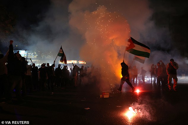 Flames were lit in support of Palestine overnight across Tehran