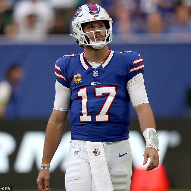 Josh Allen had 359 passing yards and a touchdown, but also threw an interception in London