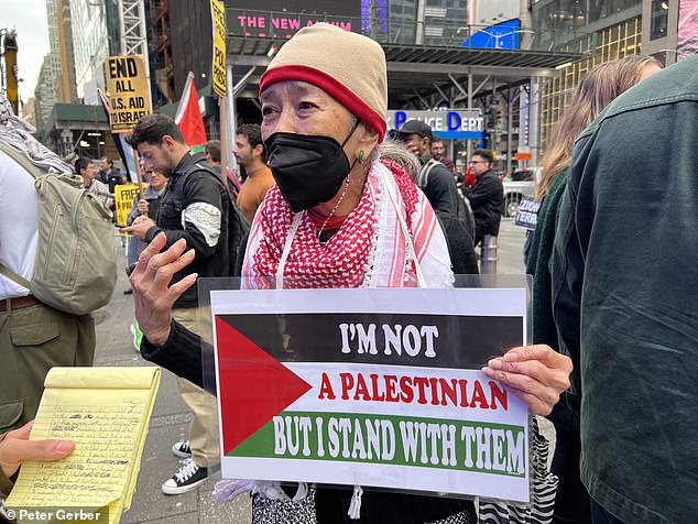 There is a heavy police presence in New York's Time Square today - as pro-Palestinian protesters took to the streets of Midtown after Hamas launched surprise attacks on Israel.