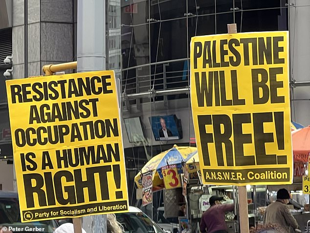 Protesters planned to take over Times Square - the social and cultural epicenter of New York - just one day after Israeli women and children were dragged from their homes and slaughtered by Palestinian militants.