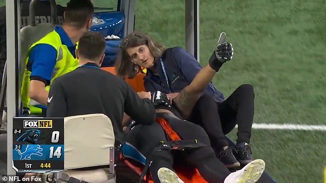 Zavala gave a thumbs up as he was carried off the field before being taken to hospital