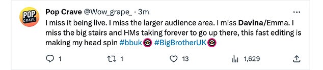 Unimpressed: But taking to X, formerly known as Twitter, fans branded the decision to pre-record the show 'horrible' and claimed the reboot was a poor imitation of the 'Tesco values' of the original series