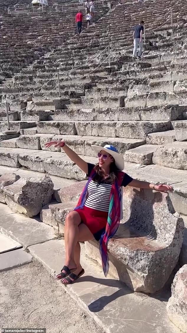 Other pictures show Tamara and her personal trainer posing at a restaurant and exploring historical sites in Greece