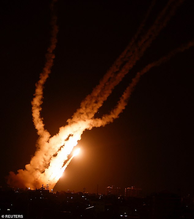 Rockets are fired from Gaza into Israel on Saturday evening, October 7