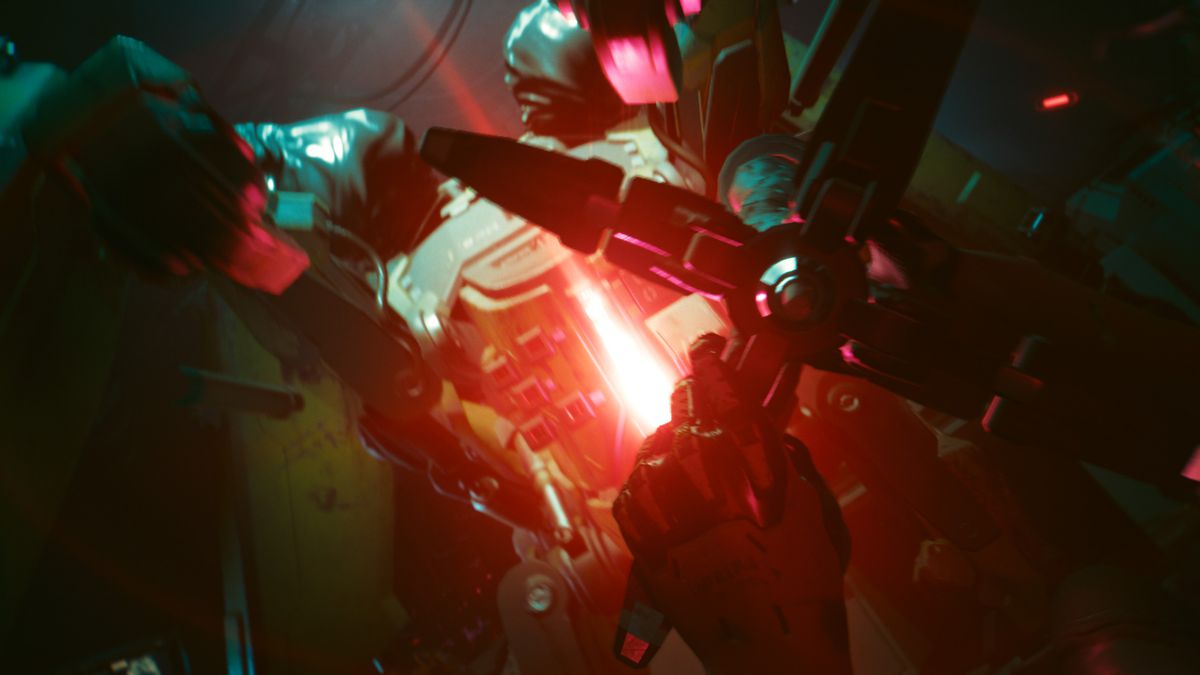 Cerberus MK-II overpowering V with some claw drills in Cyberpunk 2077: Phantom Liberty.