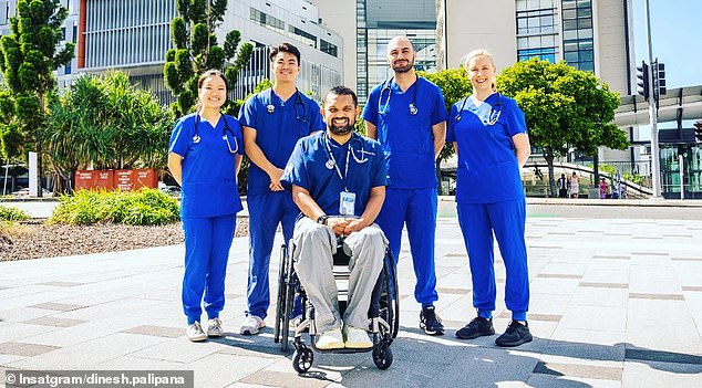 Dr Dinesh Palipana (centre) was Queensland's Australian of the Year for 2021