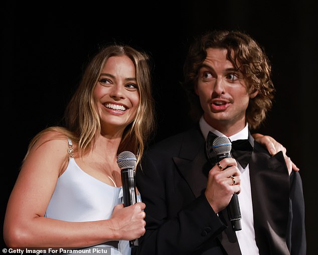 The siblings were last photographed together in January, when Cameron interviewed Margot on the red carpet at the Australian premiere of her film Babylon.  (Pictured from the event)