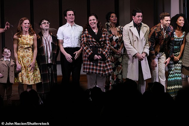 It's all over: the actors of the play are later photographed during the curtain call