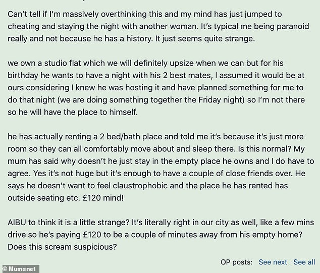 Taking to the British platform of parents Mumsnet, she explained that they live in a studio apartment he has a night with his two friends, therefore he said that they wanted a bigger space.