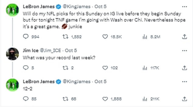 James claimed a 12-2 record in Week 4 despite playing 16 games on the schedule.