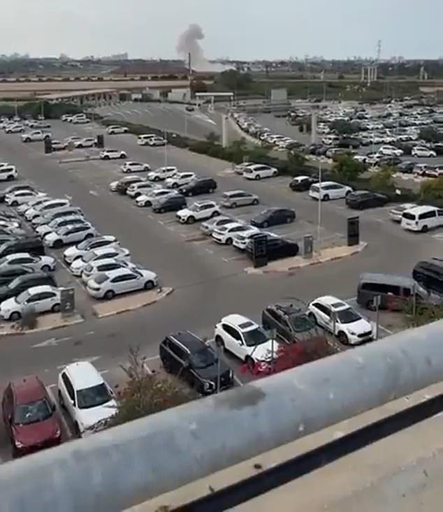 Smoke was seen in the air near the parking lot at Ben-Gurion Airport