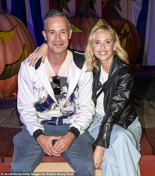 Still going strong!  The 46-year-old Buffy the Vampire Slayer alum (R) and her 47-year-old silver fox (L) - who met on the set of the film 