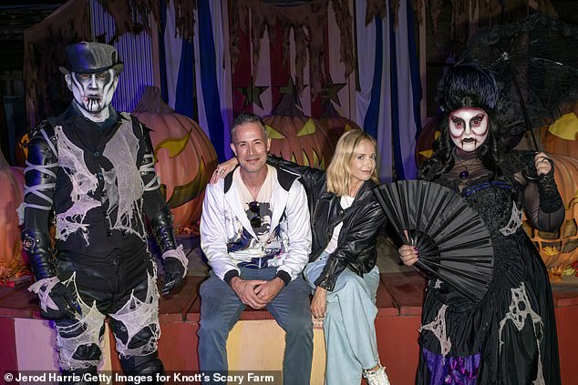 'Great time in the ghost town!'  Sarah and Freddie posed amongst the resident vampires at the theme park where guests can enjoy haunted mazes, attractions and sinister shows during Halloween