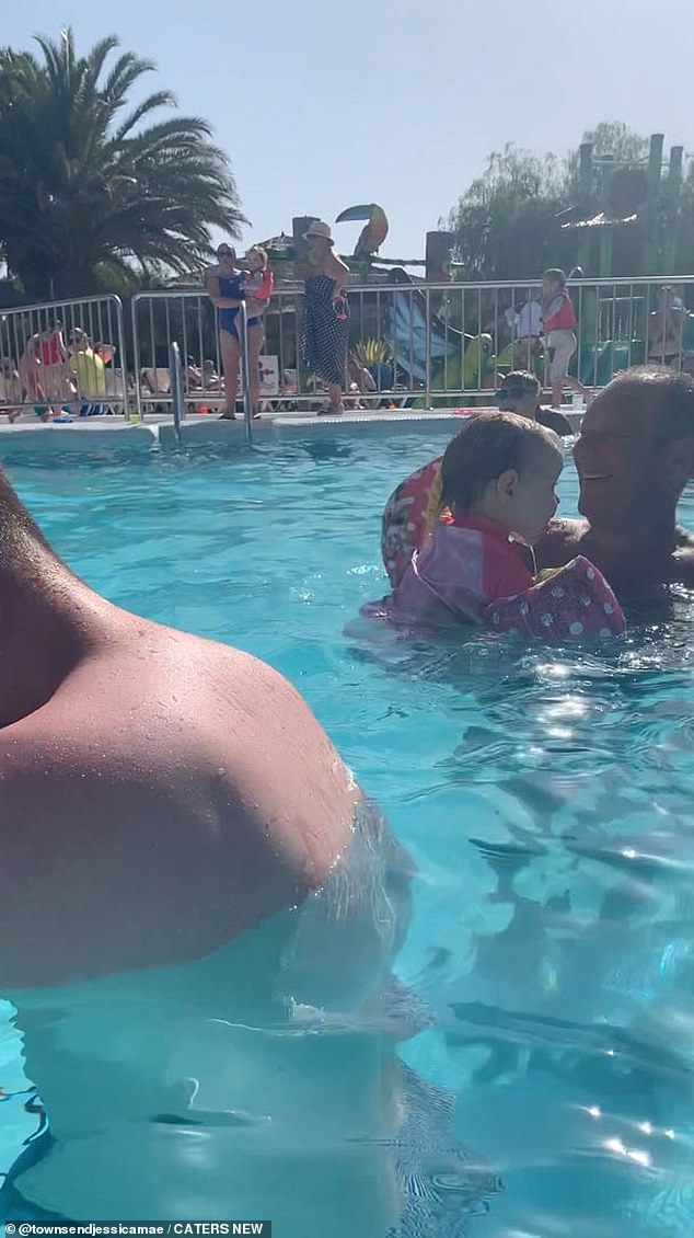 1696864617 436 Moment plucky toddler is knocked into the pool by a