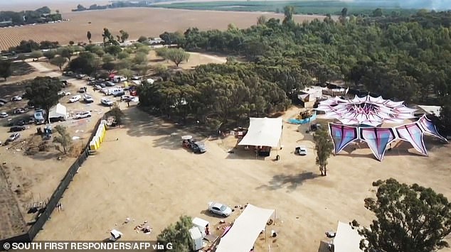 An aerial view of the Supernova festival grounds