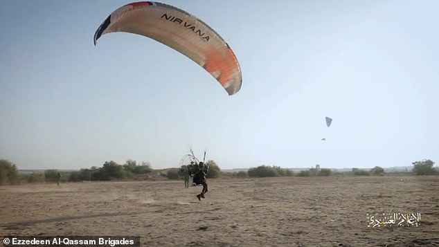 Footage released by Hamas militants earlier today shows their troops learning how to fly a paraglider and practice their attack.