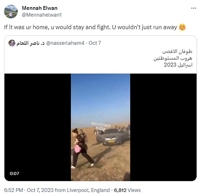 Dr.  Mennah Elwan, a neurology resident, posted on social media mocking people fleeing a Hamas massacre at a music festival