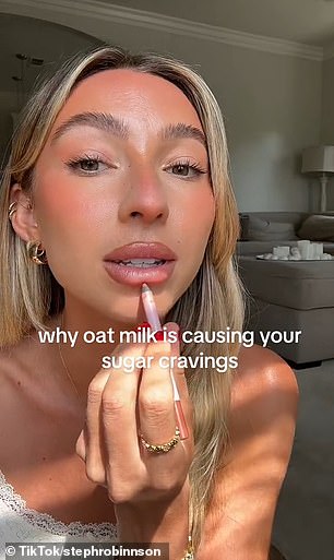 The content creator, who goes by the handle @stephrobinnso, recently went viral saying oat milk is the worst milk to consume because it 'spikes your blood sugar'