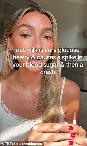 The content creator, who goes by the handle @stephrobinnso, recently went viral saying oat milk is the worst milk to consume because it 'spikes your blood sugar'