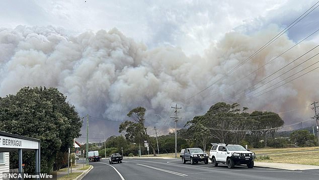 The NSW South Coast town of Bermagui and surrounding areas were told it was too late to leave on October 3.  Photo: Twitter