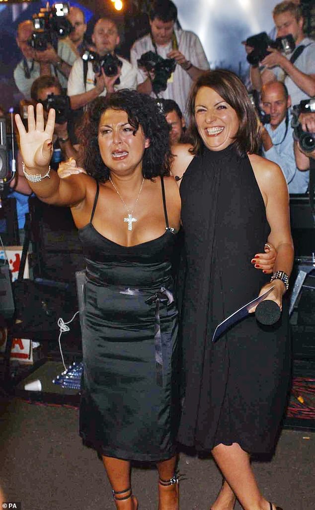 Success: Nadia Almada, now 46, was crowned Series 5 champion in 2004 and made history as the first transgender contestant to star on the Channel 4 program (Nadi, left, pictured with then Big Brother host Davina McCall, right, in 2004 )