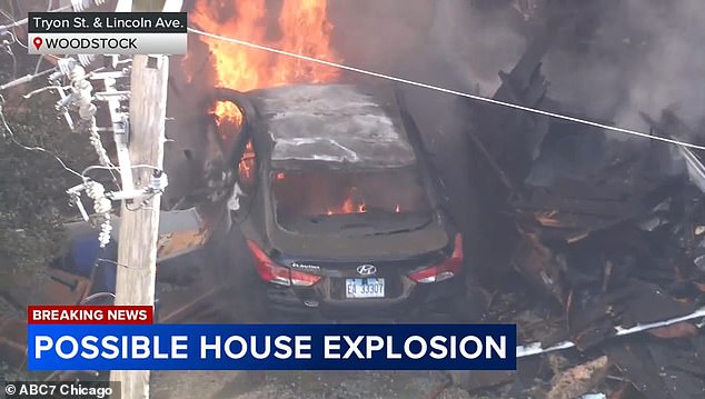 A parked car found itself at the epicenter of the blast that tore through the homes in Woodstock