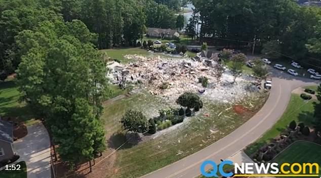 The full extent of the damage was seen through aerial footage of the property after the explosion