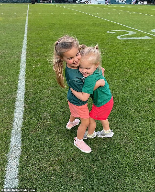 Biggest cheerleaders: On Monday, after his family watched his team beat the Washington Commanders, the 35-year-old wife of the Philadelphia Eagles center marked the special occasion with a slideshow featuring their entire family at Lincoln Financial Field