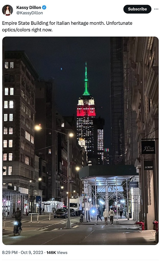 The choice of lighting led to some confusion, with some misinterpreting the colors as those of the Palestinian flag, which share identical colors.