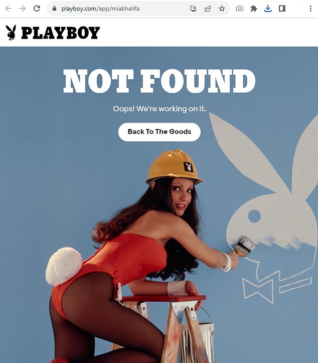 Khalifa's page now shows a 'Not Found' graphic on the site, as the adult magazine released a statement confirming that she is no longer creating content