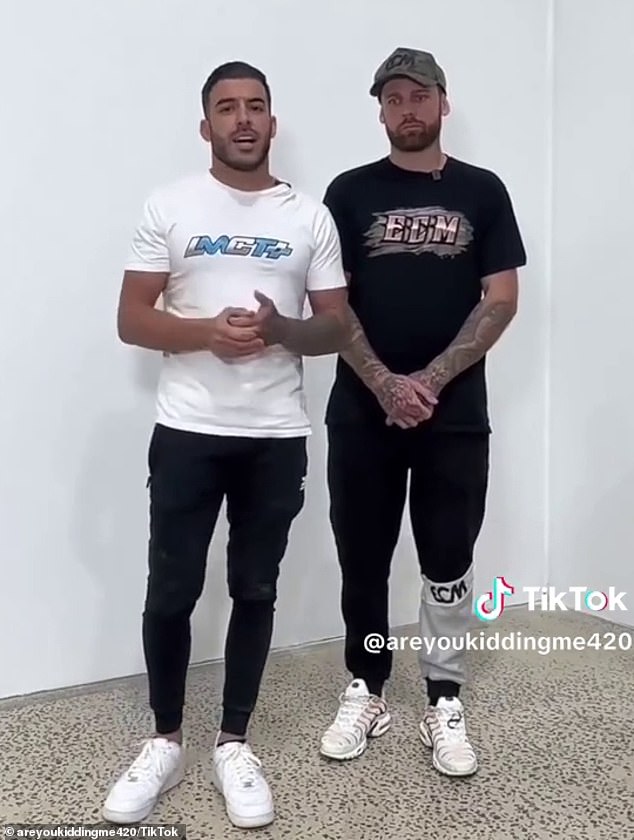 Portelli (pictured left) hit back at the claims of theft in a video he posted, claiming the items taken by him and his team in the clip 'were not part of the gift'