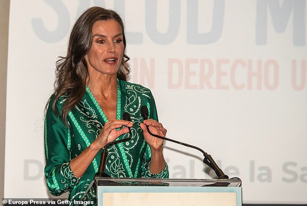 The hard-working mother-of-two was photographed on the podium giving a speech to the attendees