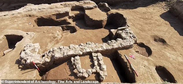 To get inside the burial chamber, archaeologists had to carefully remove tiles covering the ceiling opening, which revealed what experts said was an 'unprecedented' discovery.