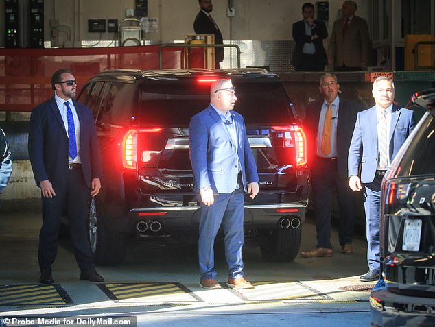 Harry and Meghan drove straight into an underground garage where they were closely watched by a team of security guards