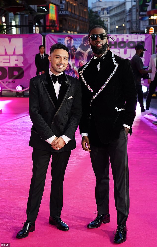 Looking good: Adam Deacon and Jazzy Zonzolo looked dapper in black tuxedos