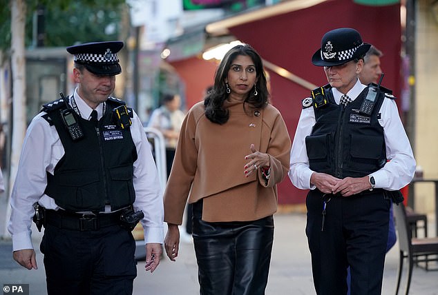 Suella Braverman has urged officers to use the 'full force of the law' against displays of support for Hamas