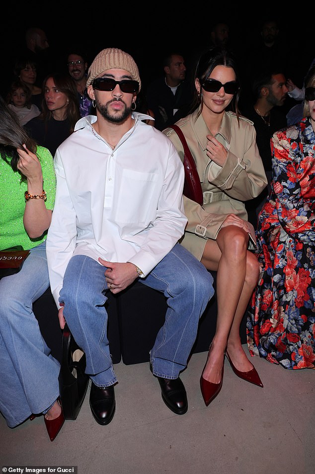 Bad Bunny and Kendall Jenner were seen in Gucci Ancora during Milan Fashion Week in September in Milan, Italy